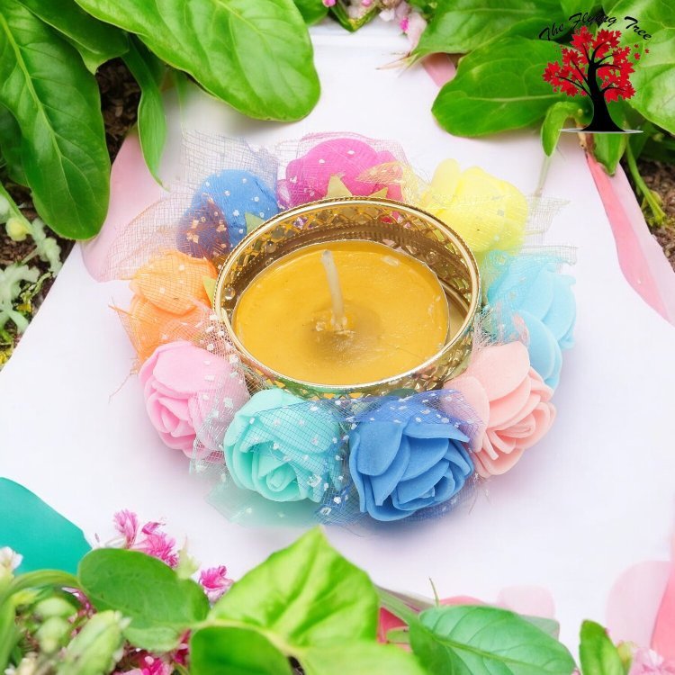 Handmade Multicolor Rose Candle Diya Set: Elegant Decor & Gift Idea