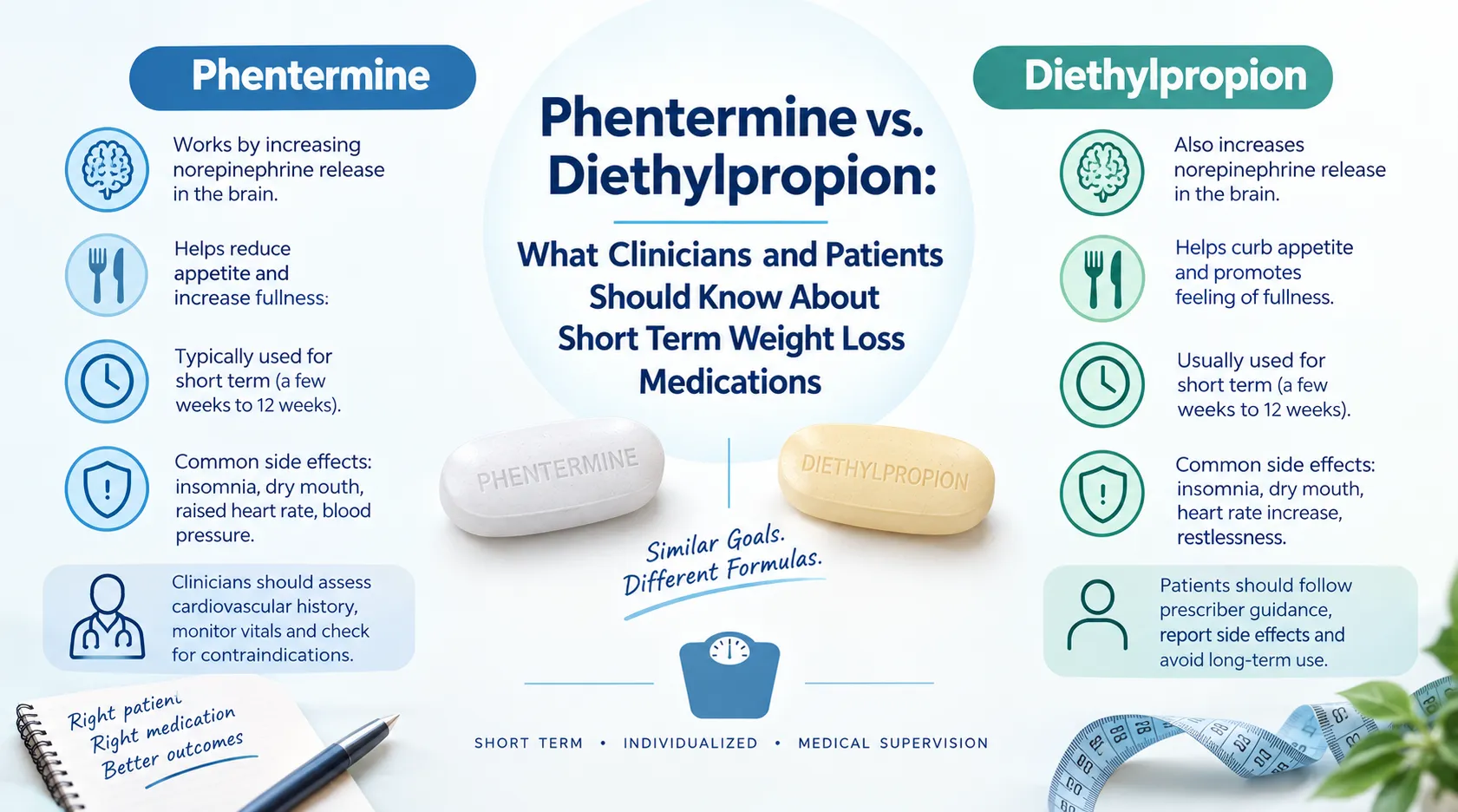 Phentermine vs. Diethylpropion: What Clinicians and Patients Should Know About Short Term Weight Loss Medications