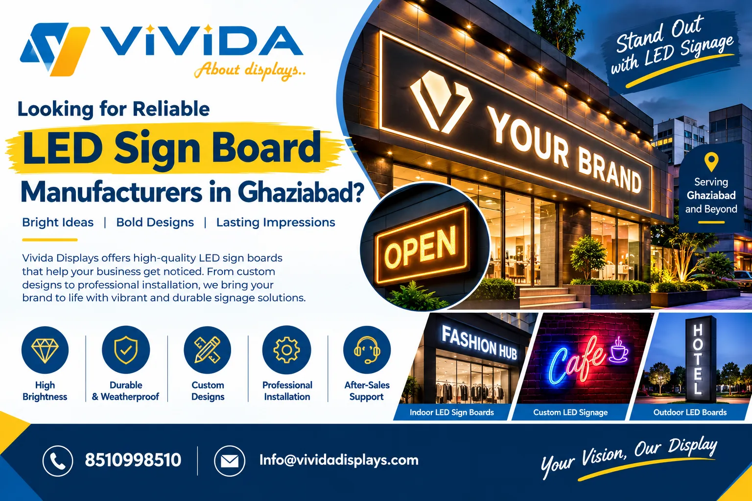 Looking for LED Sign Board Manufacturers in Ghaziabad? Discover Signage Solutions That Make Your Brand Stand Out!